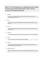 MATH 120: Introduction to Statistics Lime Spring Week 8 Final Exam  (100% verified answers graded A+)