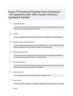 Insurance Exam FX with 131 Questions and Answers