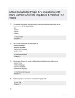 CASLI Knowledge Prep | 170 Questions with 100% Correct Answers  | Updated & Verified | 47 Pages