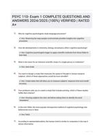 PSYC 110- Exam 1 COMPLETE QUESTIONS AND ANSWERS 2024/2025 (100%) VERIFIED | RATED A+