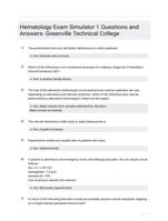 Hematology Exam Simulator 1 Questions and Answers- Greenville Technical College