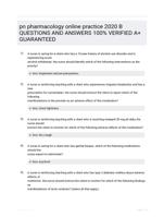 pn pharmacology online practice 2020 B QUESTIONS AND ANSWERS 100% VERIFIED A+ GUARANTEED