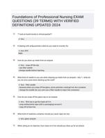 Foundations of Professional Nursing EXAM QUESTIONS (39 TERMS) WITH VERIFIED DEFINITIONS UPDATED 2024