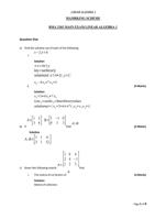 Linear Algebra Exam and Marking Scheme