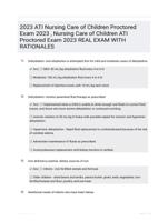 2023 ATI Nursing Care of Children Proctored Exam 2023 , NursingCare ofChildrenATIProctoredExam2023 A nurseintheemergencydepartmentiscaringfora2-year-oldchildwho wasfound by hisparentscryingandholdingacontaineroftoiletbowl cleaner.Thechild'slipsareedema