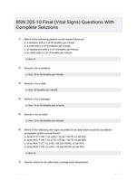 BSN 205-10 Final (Vital Signs) Questions With Complete Solutions