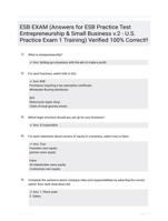 ESB EXAM (Answers for ESB Practice Test Entrepreneurship & Small Business v.2 - U.S. Practice Exam 1 Training) Verified 100% Correct!!