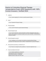 District of Columbia Physical Therapy Jurisprudence Exam 2020 Questions with 100% Correct Answers | Verified 2024