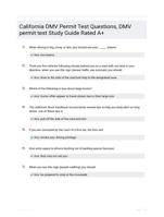 California DMV Permit Test Questions, DMV permit test Study Guide Rated A+