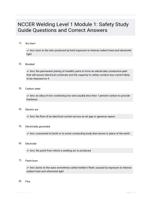 NCCER Welding Level 1 Module 1: Safety Study Guide Questions and Correct Answers