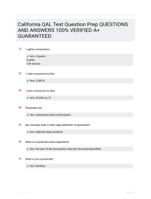 California QAL Test Question Prep QUESTIONS AND ANSWERS 100% VERIFIED A+ GUARANTEED