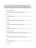 First Semester Exam 2023-2024 School Year Review Questions with Accurate Answers 2024