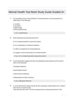 Mental Health Test Bank Study Guide Questions and Correct Answers