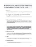 Nursing Research and Evidence 119 CORRECTLY ANSWERED QUESTIONS LATEST UPDATE