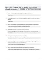 BUS 130 - Chapter 5 & 6 - (Exam 2024/2025   already graded   A+) - NEEDS UPDATED ANSWERS