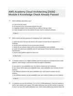 AWS Academy Cloud Architecting [2606] - Module 6 Knowledge Check Study Guide Rated A+