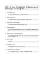 NUR 160 Exam 2, HONDROS  | 98 Questions and Answers(A+ Solution guide)