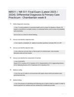 NR511 / NR 511 Final Exam (Latest 2023 / 2024): Differential Diagnosis & Primary Care Practicum - Chamberlain week 8