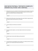 2022 NFHS FOOTBALL TEST EXAM QUESTIONS (55 TERMS) WITH VERIFIED DEFINITIONS UPDATED 2024