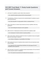 332 EBP Final Week 11 Study Guide Questions and Correct Answers