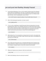 pre and post test Barkley |22 Questions| With Correct Answers.