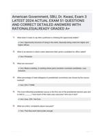 American Government, SBU, Dr. Kwasi, Exam 3 LATEST 2024 ACTUAL EXAM 51 QUESTIONS AND CORRECT DETAILED ANSWERS WITH RATIONALES|ALREADY GRADED A+