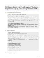 NIH Stroke Scale  All Test Groups A-F (patients 1-6) Answer key Updated Spring 2023 BY DR.A