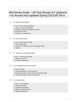 NIH Stroke Scale  All Test Groups A-F (patients 1-6) Answer key Updated Spring 2023 BY DR.A