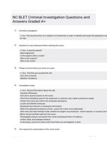 NC BLET Criminal Investigation Questions and Answers Graded A+