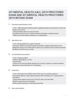 ATI MENTAL HEALTH A,B,C, 2019 PROCTORED EXAM AND ATI MENTAL HEALTH PROCTORED 2019 RETAKE EXAM