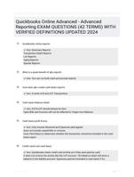 Quickbooks Online Advanced - Advanced Reporting EXAM QUESTIONS (42 TERMS) WITH VERIFIED DEFINITIONS UPDATED 2024