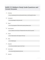 NURS 213 Midterm Study Guide Questions and Correct Answers