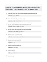 Edexcel A Level Maths - Pure QUESTIONS AND ANSWERS 100% VERIFIED A+ GUARANTEED