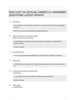 WGU C207 OA 2018 66 CORRECTLY ANSWERED QUESTIONS LATEST UPDATE