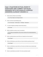 Care 1 Final EXAM ACTUAL EXAM 57 QUESTIONS AND CORRECT DETAILED ANSWERS WITH RATIONALES (VERIFIED ANSWERS) |ALREADY GRADED A+