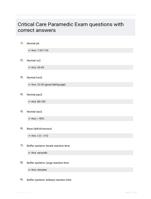 Critical Care Paramedic Exam questions with correct answers