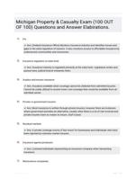 Michigan Property & Casualty Exam (100 OUT OF 100) Questions and Answer Elabirations.