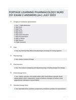 PORTAGE LEARNING PHARMACOLOGY NURS 251 FINAL EXAM 2023 (A+) 