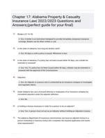 Chapter 17: Alabama Property & Casualty Insurance Law| 2022/2023 Questions and Answers;(perfect guide for your final)