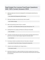 Real Estate Pre-License Final Exam Questions With 100% Correct Answers 2024