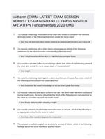 Midterm (EXAM LATEST  EXAM SESSION NEWEST EXAM GUARANTEED PASS GRADED A+): ATI PN Fundamentals 2020 CMS