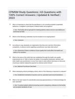 CPMSM Study Questions | 65 Questions with 100% Correct Answers | Updated & Verified | 2023