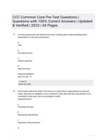 CCC Common Core Pre-Test Questions | Questions with 100% Correct Answers | Updated & Verified | 2023 | 43 Pages