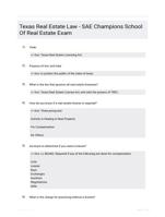 Texas Real Estate Law - SAE Champions School Of Real Estate Exam