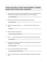 TEXAS SAE REAL ESATE INVESTMENT COURSE EXAM QUESTIONS AND ANSWERS 