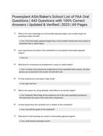 Powerplant ASA/Baker's School List of FAA Oral Questions | 443 Questions with 100% Correct Answers | Updated & Verified | 2023 | 69 Pages