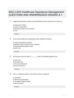 C429 Healthcare Operations Management WGU Study Guide Questions and Correct Answers