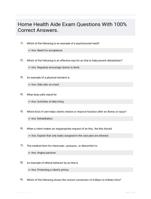 Home Health Aide Exam Questions With 100% Correct Answers.