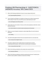 Prophecy RN Pharmacology A - QUESTIONS & ANSWERS Accuracy: 98% Latest 2023