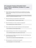 AP Computer Science Principles Exam - QUESTIONS & ANSWERS (Graded A+) Latest Update 2023